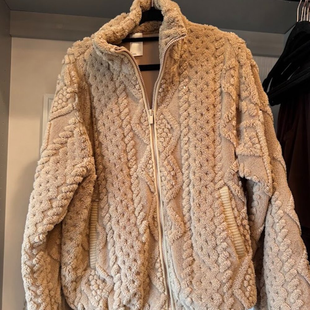 All In Motion Tan Cable Knit Jacket Size M